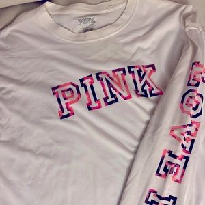 Women’s PINK white and pink long sleeve shirt